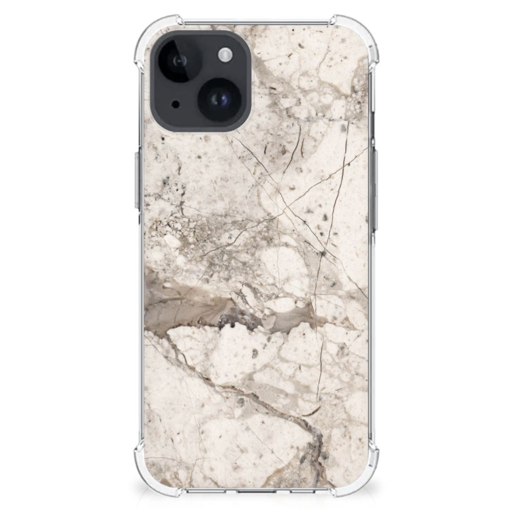 iPhone 15 Anti-Shock Hoesje Marmer Beige achterkant design