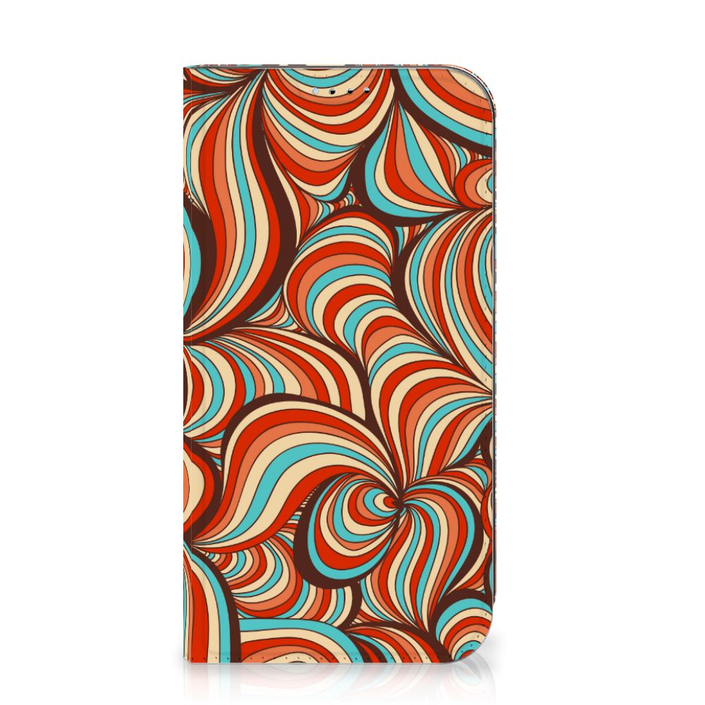 iPhone 15 Bookcase Retro design kleurrijk voorkant