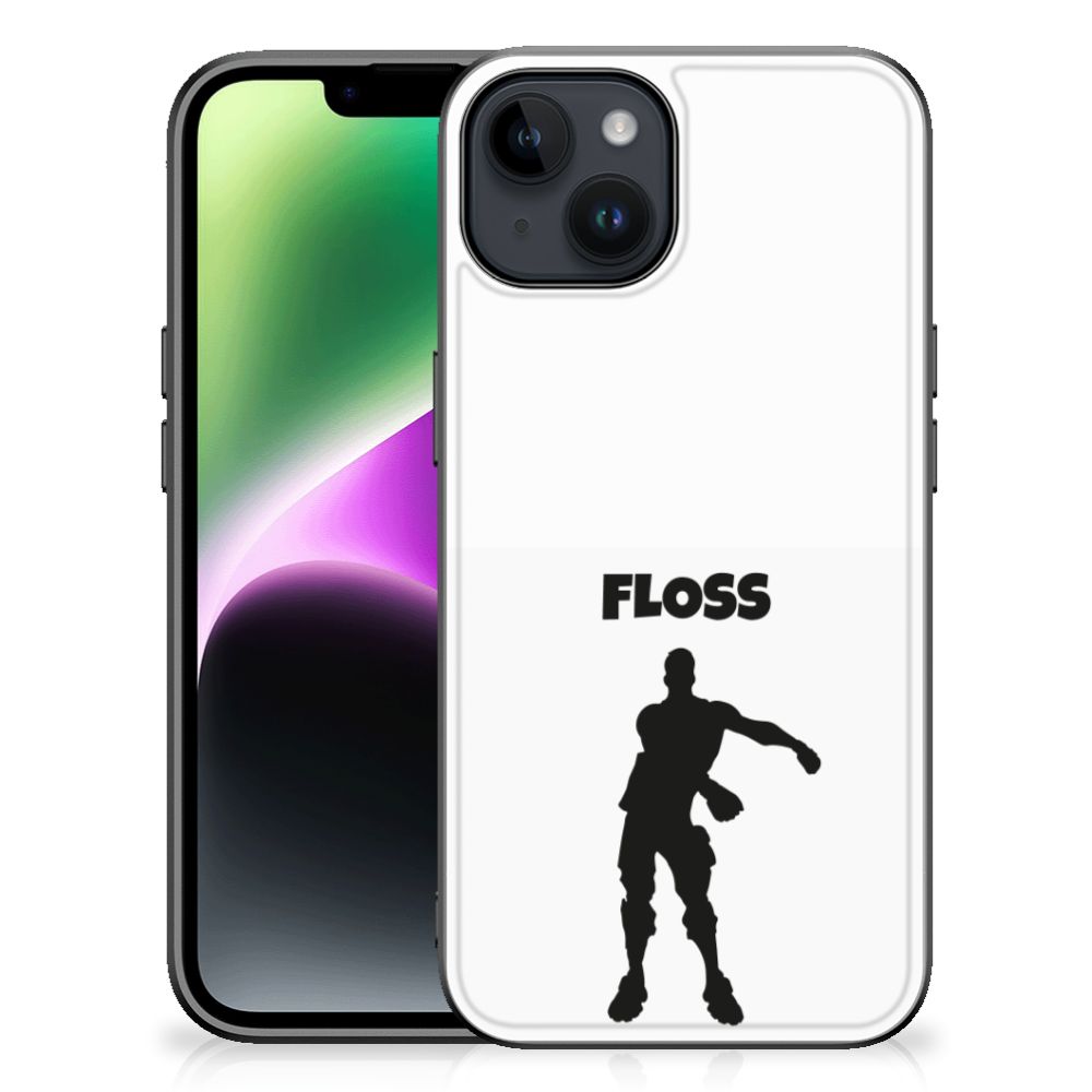 Apple iPhone 15 Hoesje Floss back cover illustraties zwart