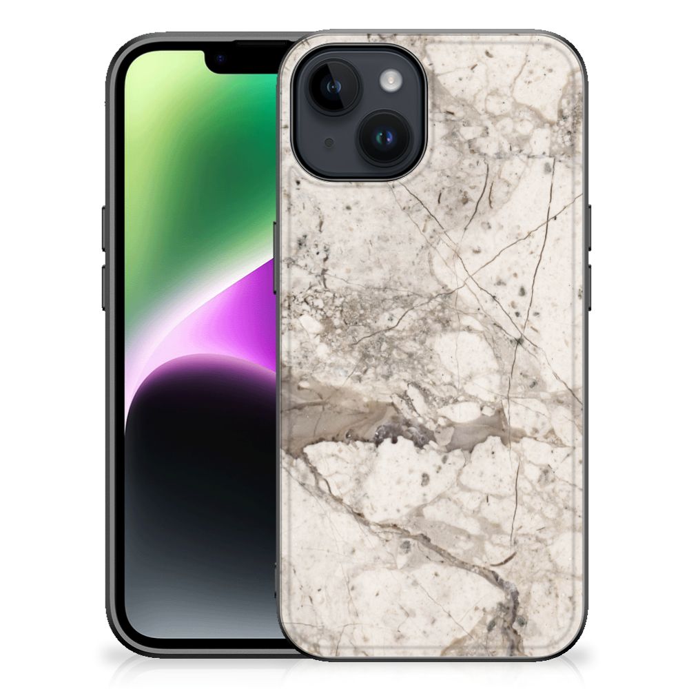 iPhone 15 Marmeren Print Telefoonhoesje Marmer Beige B2C Telecom