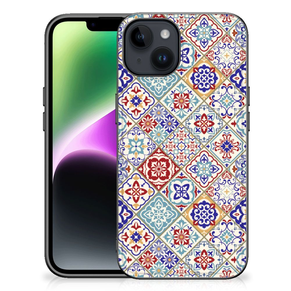 Apple iPhone 15 iPhone 15 Marmeren Print Telefoonhoesje Tiles Color achterzijde kleurfull