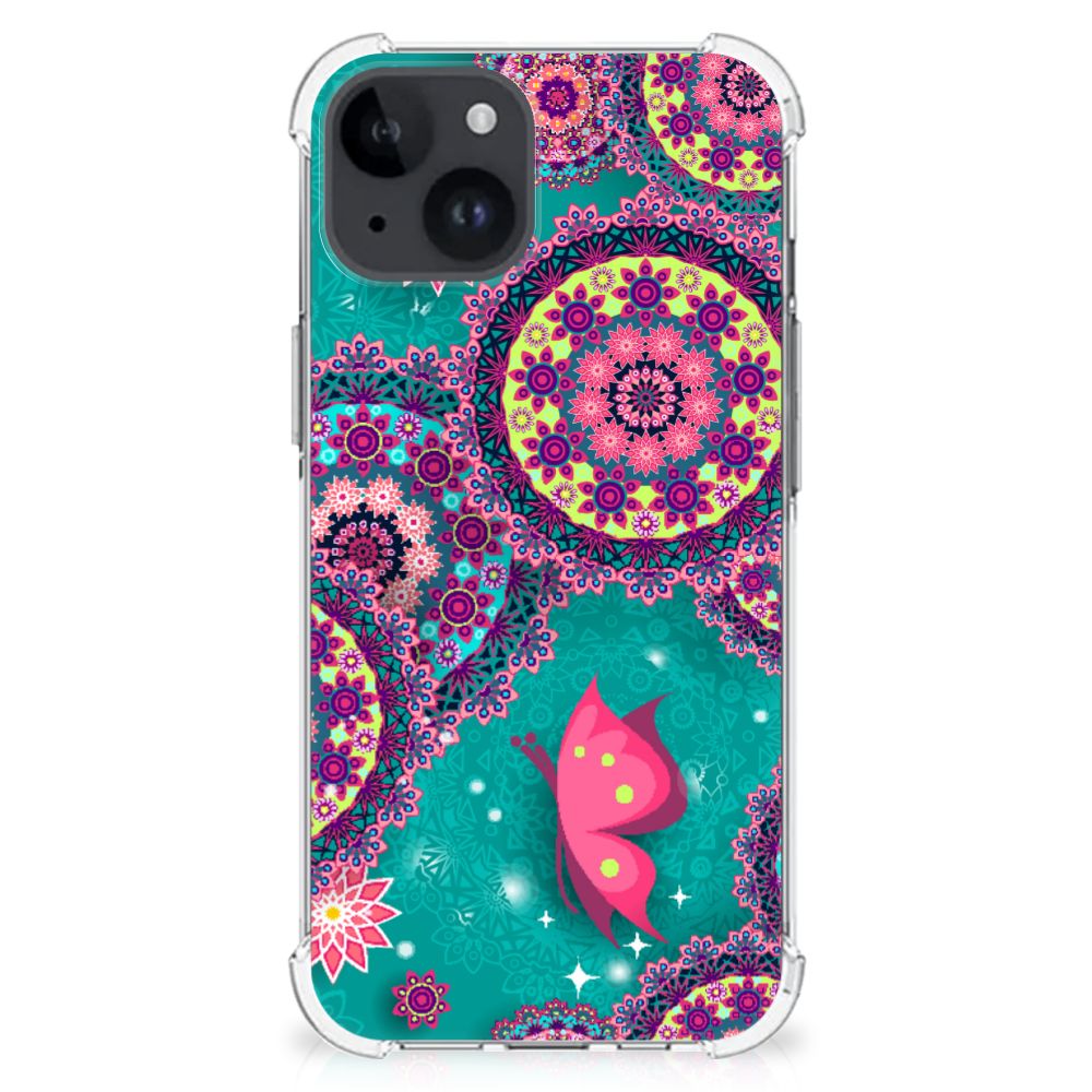 iPhone 15 Plus Back Cover Cirkels en Vlinders achterkant