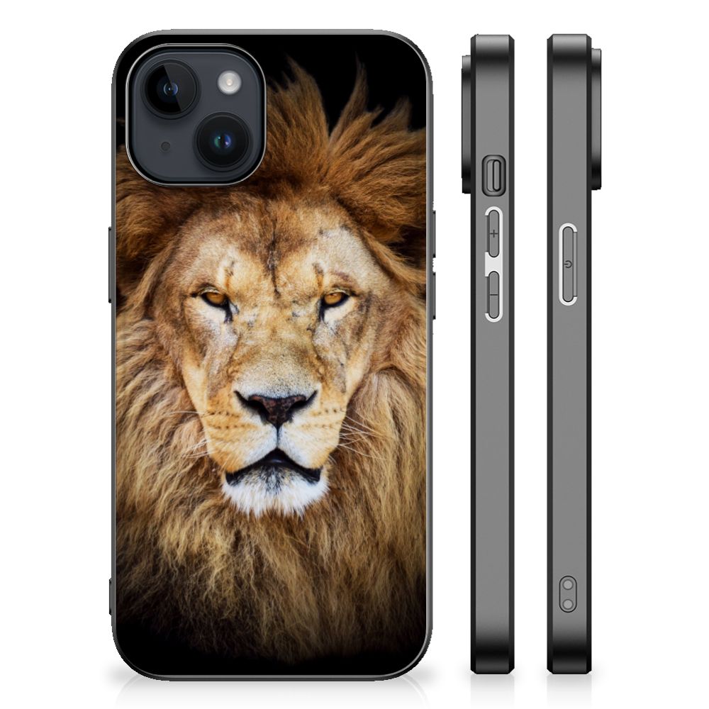 Apple iPhone 15 Plus iPhone 15 Plus Dierenprint Telefoonhoesje Leeuw achterkant zijkant