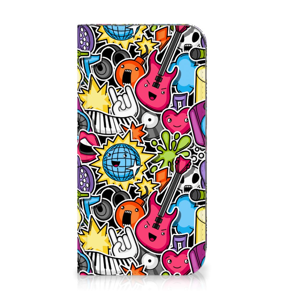 iPhone 15 Plus Hippe Standcase Punk Rock met kleurrijk design vol muziek en energie 🎸