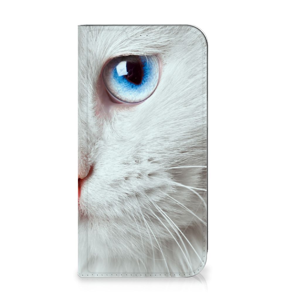 iPhone 15 Plus Hoesje maken Witte Kat design witte kat aanzicht