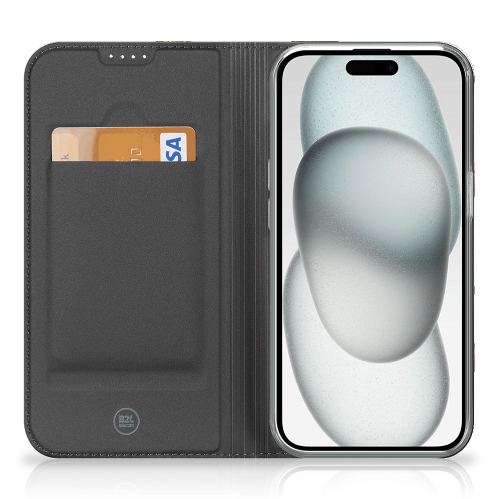 iPhone 15 Plus Magnet Case Valentine met vakje voor pasje, stijlvolle bescherming voor je telefoon.