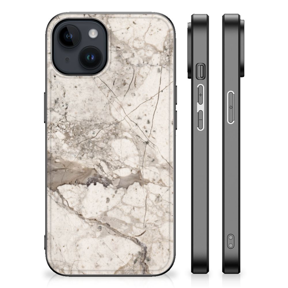 iPhone 15 Plus Marmeren Print Telefoonhoesje Marmer Beige B2C Telecom