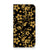 iPhone 15 Plus Smart Cover Gouden Bloemen met een prachtig gouden bloemenpatroon op een zwarte achtergrond.