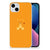 iPhone 15 Plus Telefoonhoesje met Naam Baby Beer met schattig teddybeertje op een oranje achtergrond.