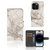 iPhone 15 Pro Bookcase Marmer Beige bookcase marmer beige voor en achterzijde binnenzijde