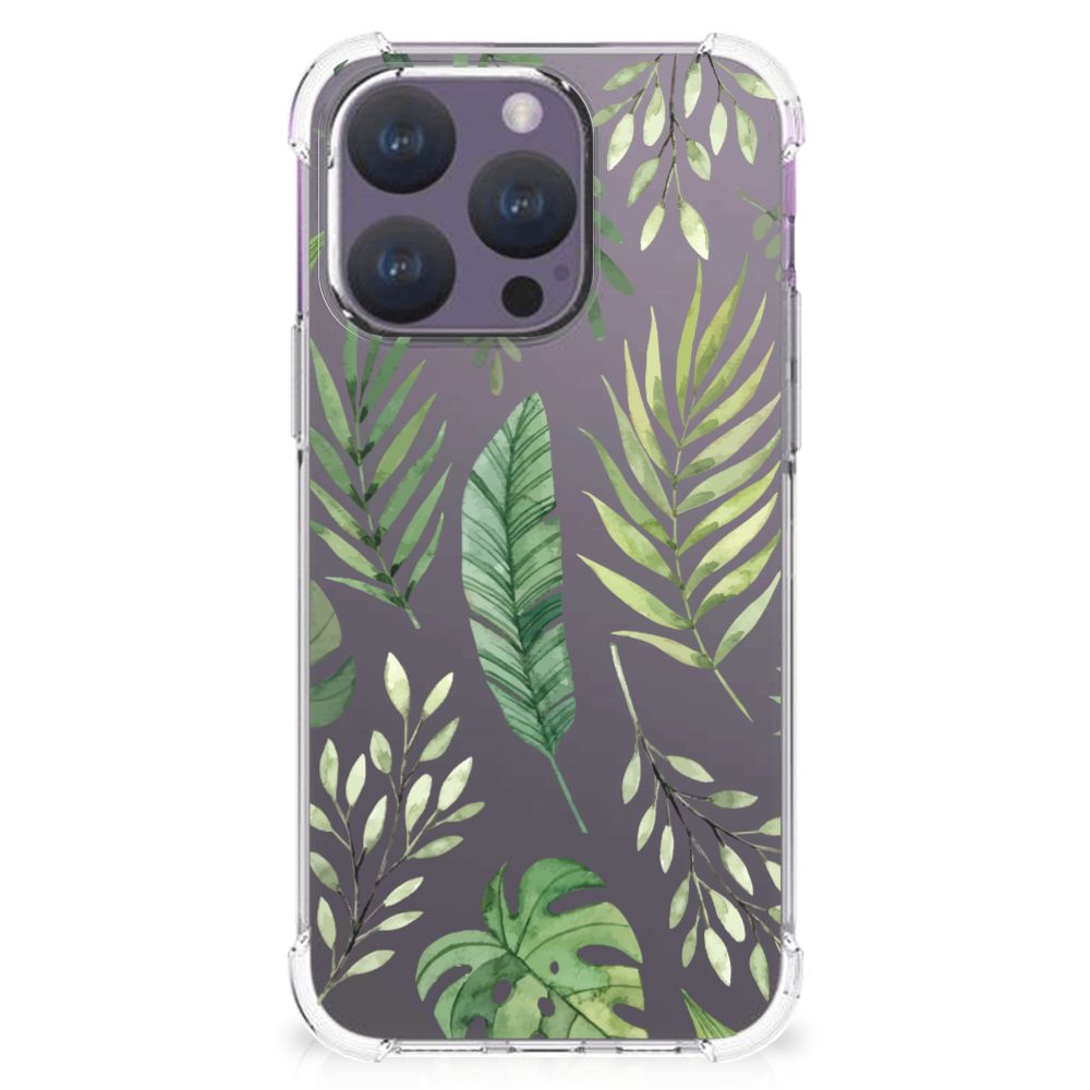 iPhone 15 Pro Case Leaves bloemen bladeren achterzijde