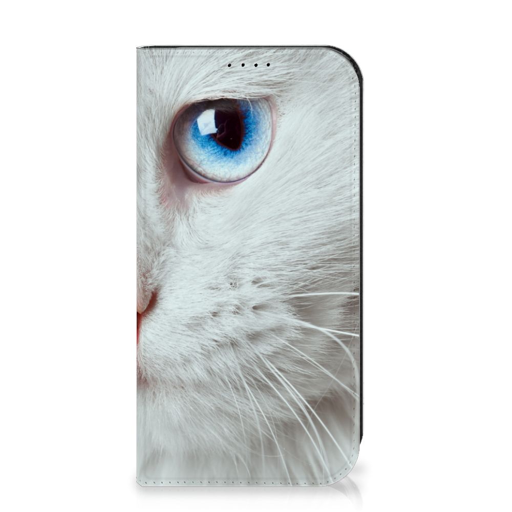 iPhone 15 Pro Hoesje maken Witte Kat met close-up van de oog van een witte kat 👁️.