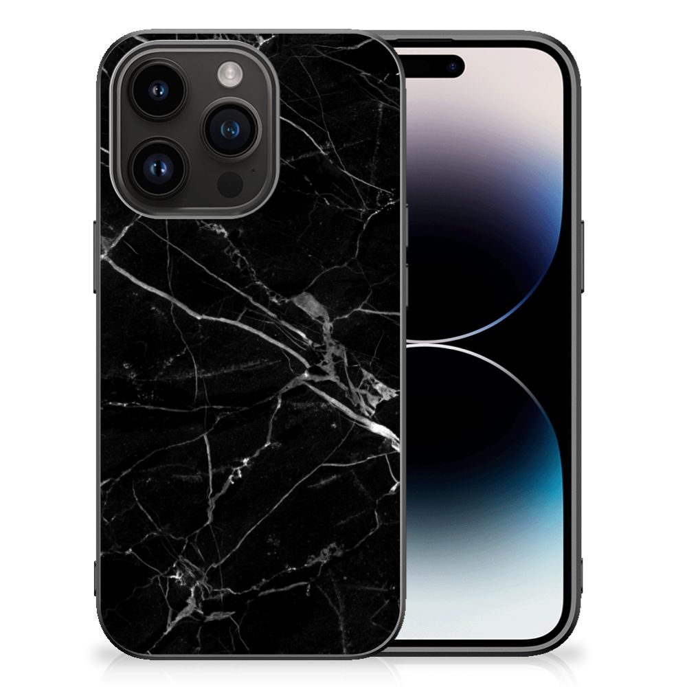 iPhone 15 Pro Marmeren Print Telefoonhoesje Marmer Zwart - Origineel Cadeau Vader B2C Telecom