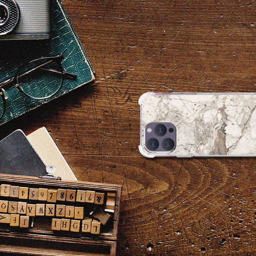 iPhone 15 Pro Max Anti-Shock Hoesje Marmer Beige B2C Telecom