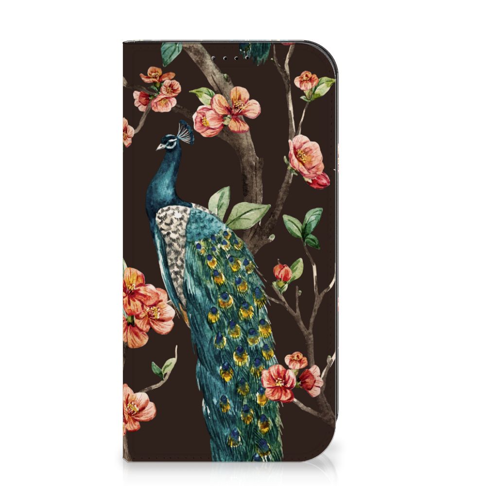 iPhone 15 Pro Max Hoesje maken Pauw met Bloemen - Prachtige pauw met bloemenprint voor optimale bescherming đąđ¸