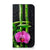 iPhone 15 Pro Max Smart Cover Orchidee met een elegante orchidee en bamboe op een druppelachtige achtergrond.