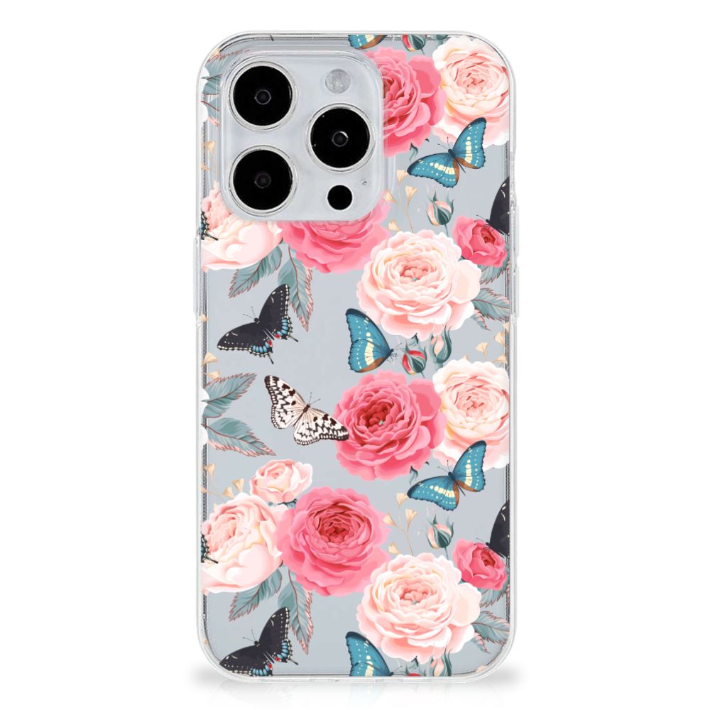 iPhone 15 Pro Max TPU Case Butterfly Roses met kleurrijke vlinders en rozen đšđĻ
