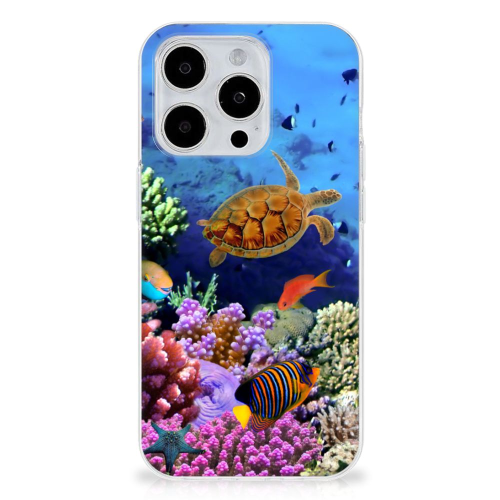 iPhone 15 Pro Max TPU Hoesje Vissen met kleurrijke tropische vis en schildpad onderwater đ