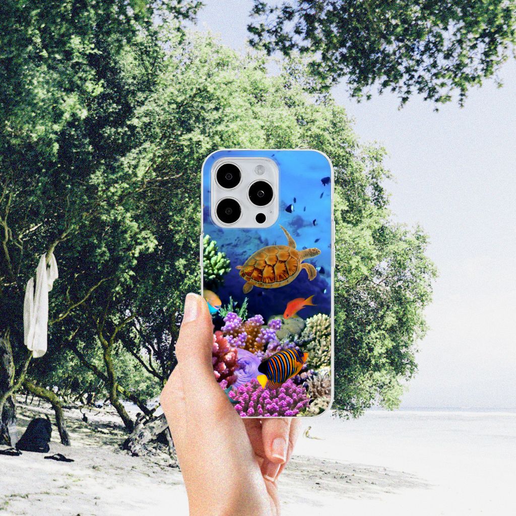 iPhone 15 Pro Max TPU Hoesje Vissen met zeeleven en kleurrijke koraal 🌊