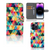 iPhone 15 Pro Max Telefoon Hoesje Geruit met kleurrijk ruitjesdesign en ruimte voor 3 pasjes