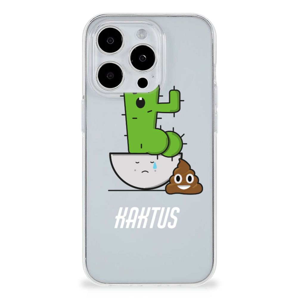 iPhone 15 Pro Max Telefoonhoesje met Naam Cactus Poo met schattige cactus en emoticon đŠ.