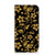 iPhone 15 Pro Smart Cover Gouden Bloemen met een elegant gouden bloemen design op een zwarte achtergrond.