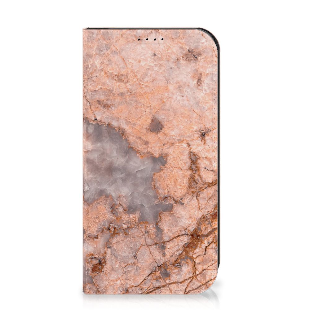 iPhone 15 Pro Standcase Marmer Oranje, stijlvol marmer ontwerp voor bescherming en elegantie. đ§Ą
