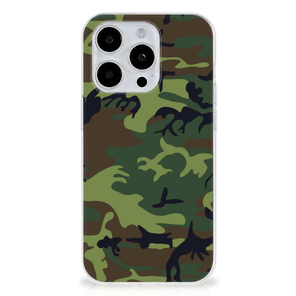 iPhone 15 Pro TPU bumper Army Dark met camouflage design đĒ, perfect voor een militaire uitstraling.