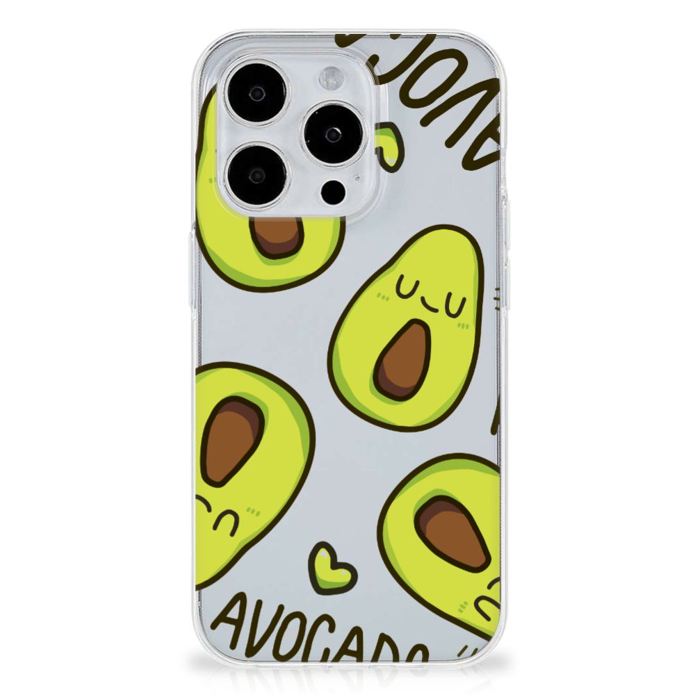iPhone 15 Pro Telefoonhoesje met Naam Avocado Singing met vrolijke avocado's en een schattig ontwerp đĨ