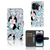 iPhone 15 Pro Telefoonhoesje met Pasjes Hondjes met schattige cartoon hondjes en bloemen op een blauwe achtergrond đļ.