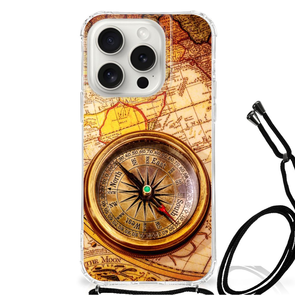 iPhone 15 Pro Telefoonhoesje met valbescherming Kompas telefoonhoesje kompas ontwerp voorkant