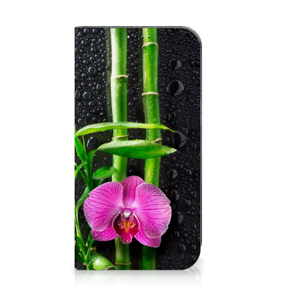 Apple iPhone 15 Smart Cover Orchidee design hoesje aanzicht
