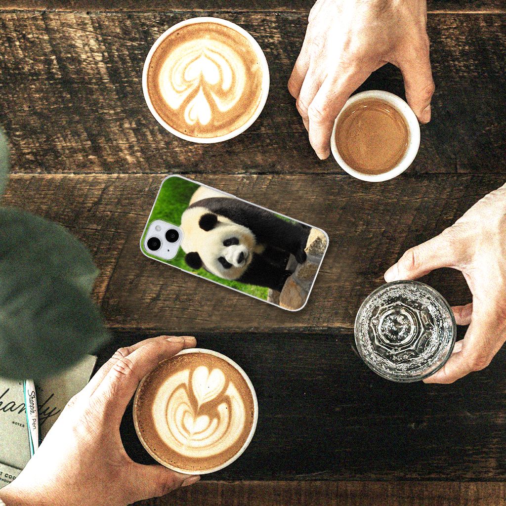 Apple iPhone 15 TPU Hoesje Panda ontwerp pandabeer aanzicht