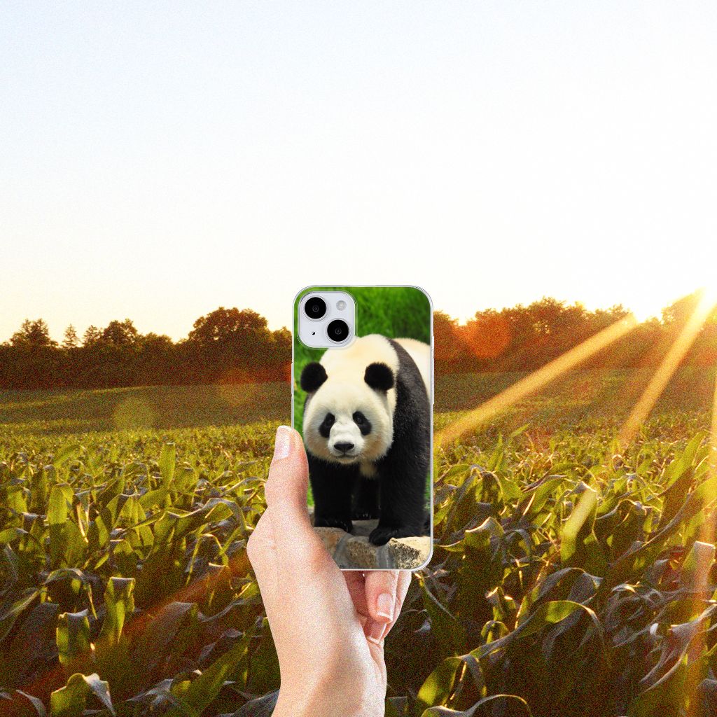 iPhone 15 TPU Hoesje Panda panda case hand veld zon
