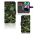 iPhone 15 Telefoon Hoesje Army Dark met camouflage print en pasjeshouder, stoer ontwerp voor je smartphone.