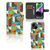iPhone 15 Telefoon Hoesje Funky Retro met kleurrijk geometrisch patroon en pasjeshouder đ¨