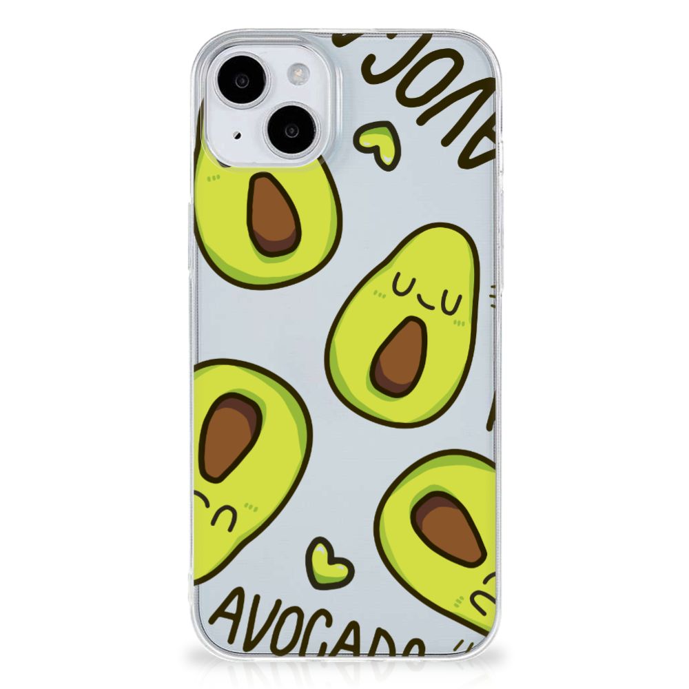 iPhone 15 Telefoonhoesje met Naam Avocado Singing hoesje design avocado aanzicht