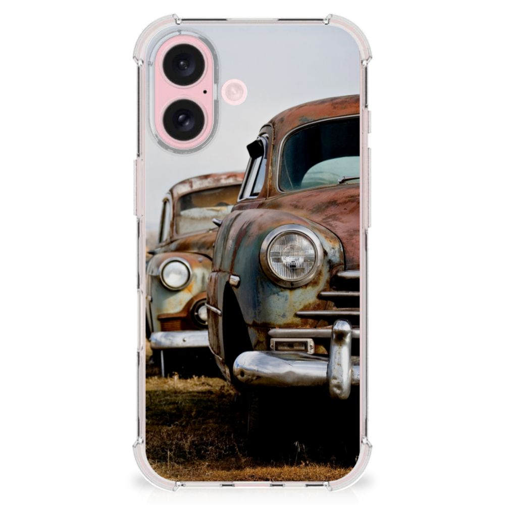 iPhone 16 Anti-shock Hoesje met foto Vintage Auto design vintage auto achteraanzicht