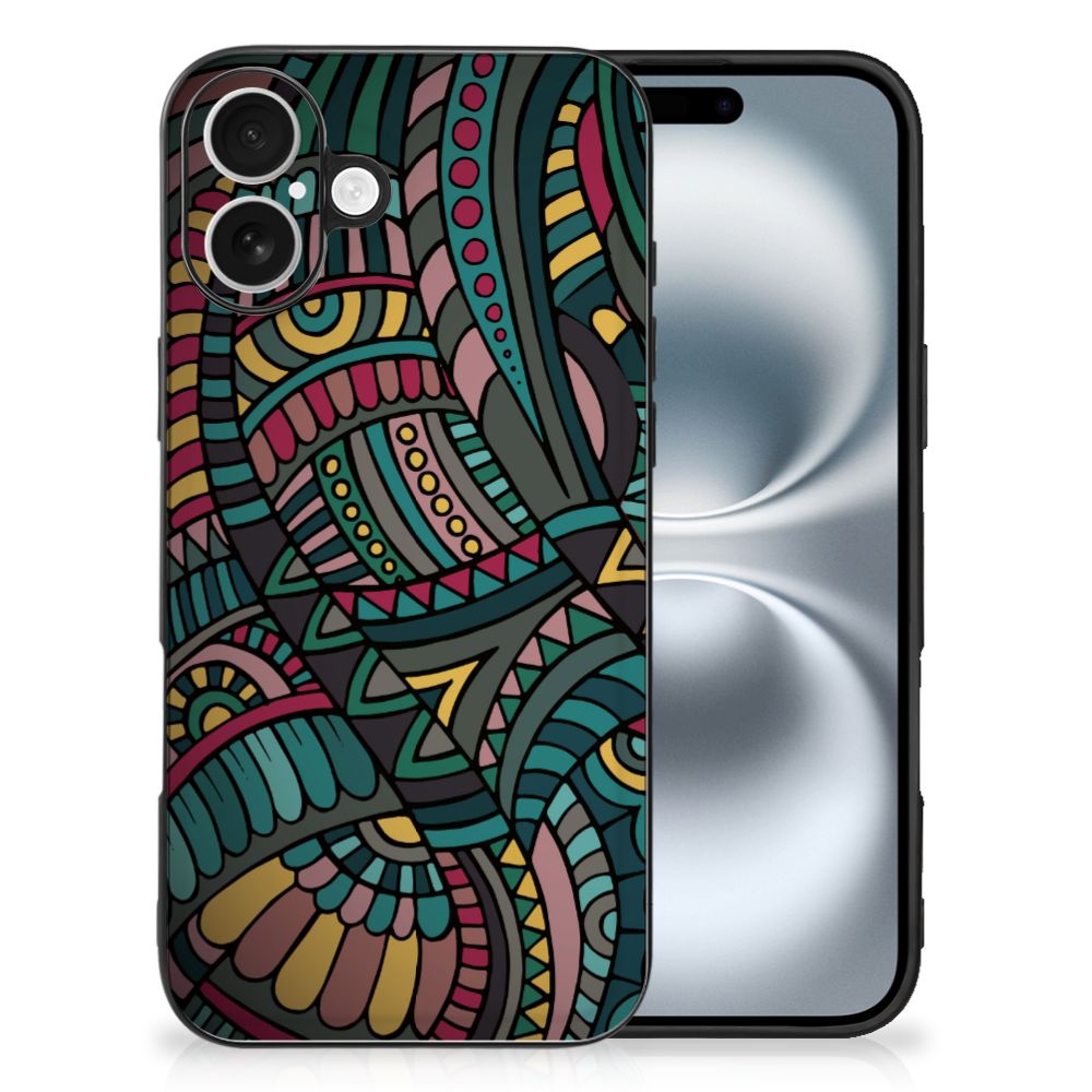 Apple iPhone 16 Back Case Aztec hoesje patronen achterkant