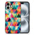 Apple iPhone 16 Back Case Geruit patroon kleurrijk ontwerp achteraanzicht