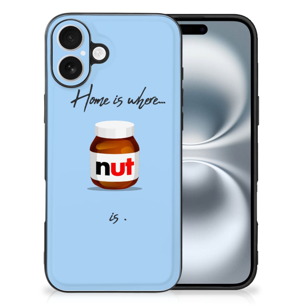 Apple iPhone 16 Back Cover Hoesje Nut Home Eten & Drinken blauw vooraanzicht