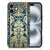 Apple iPhone 16 Bloemen Hoesje Beige Flowers back cover bloemen design navy