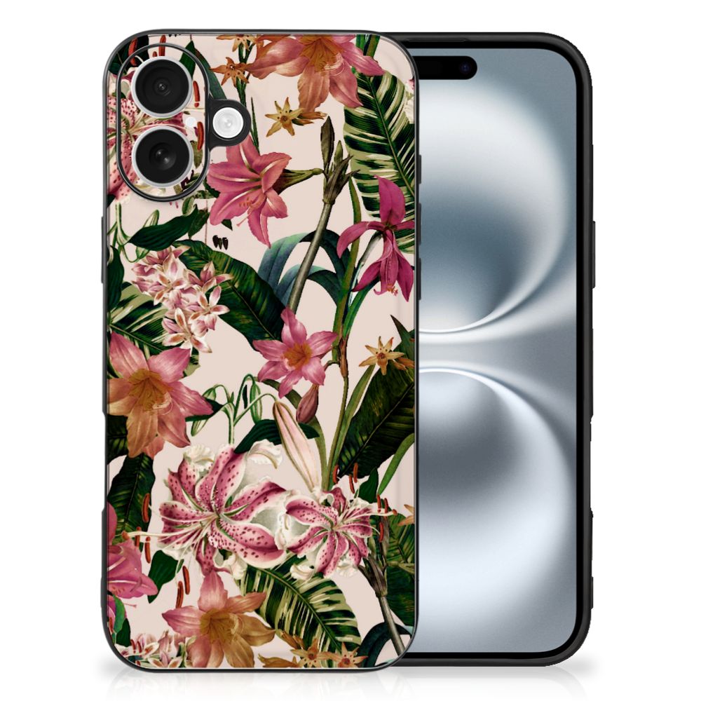 Apple iPhone 16 iPhone 16 Bloemen Hoesje Flowers bloemen planten achterkant