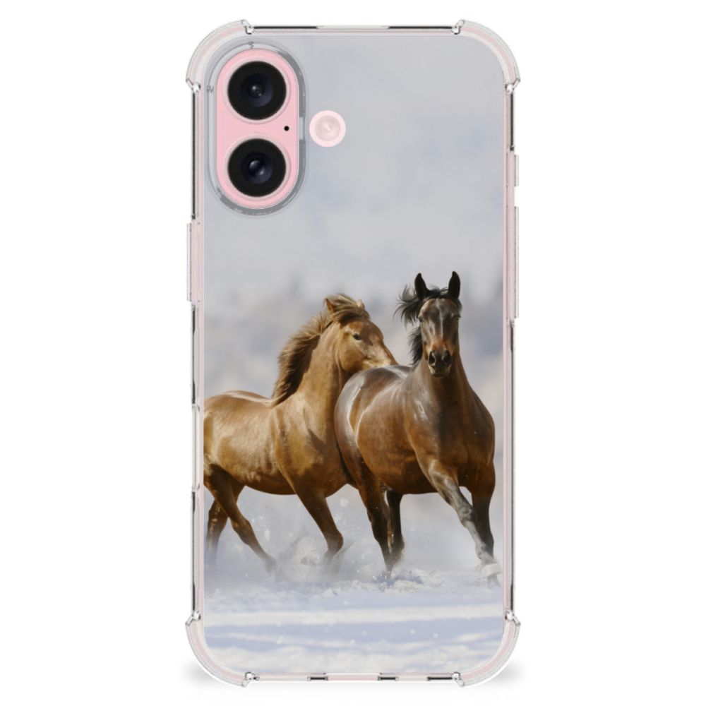 iPhone 16 Case Anti-shock Paarden paarden design voorkant