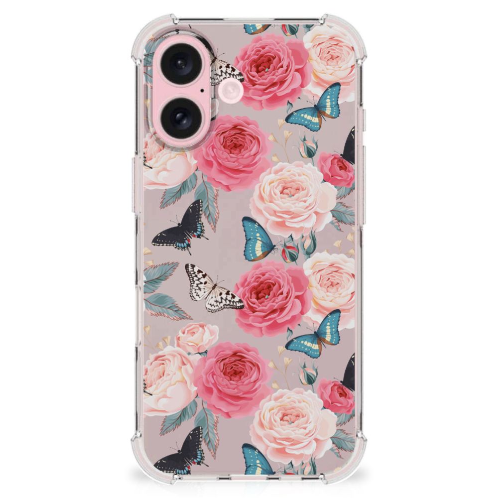 iPhone 16 Case Butterfly Roses achterzijde bloemen vlinders