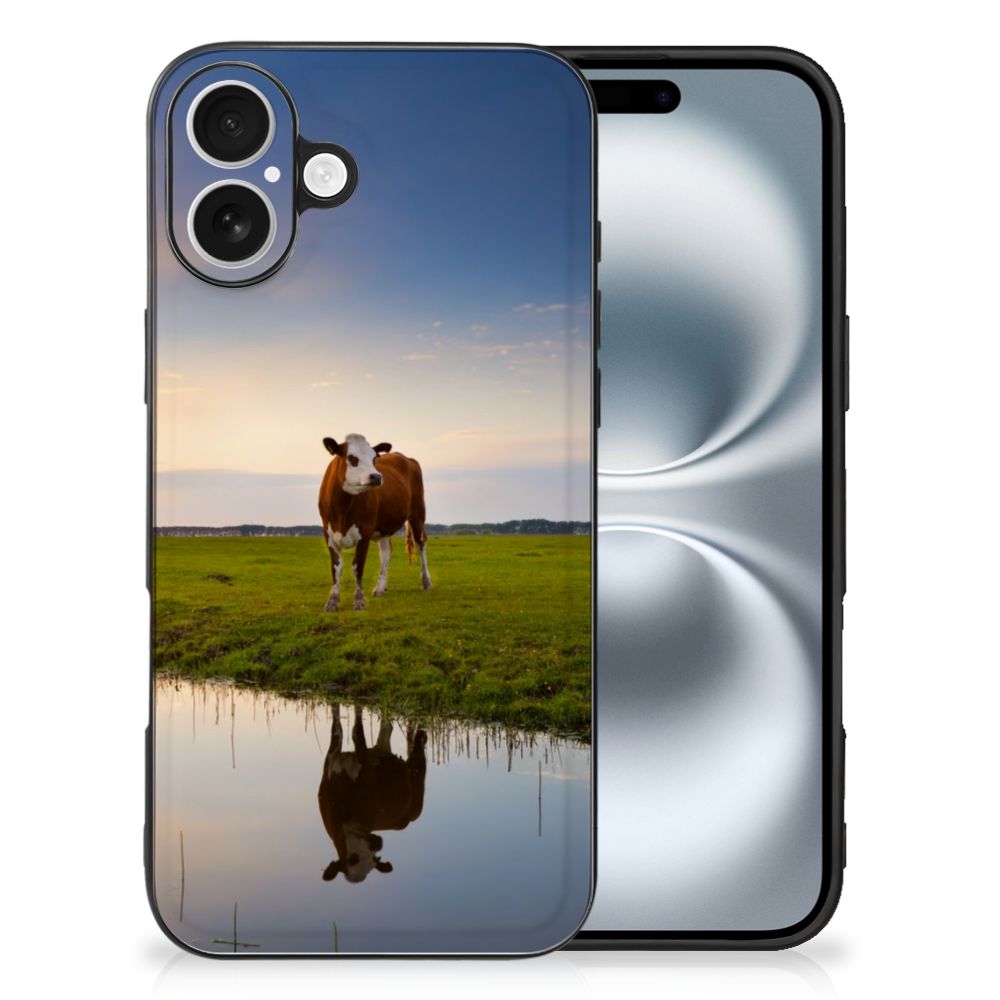 Apple iPhone 16 Dierenprint Telefoonhoesje Koe koe ontwerp aanzicht