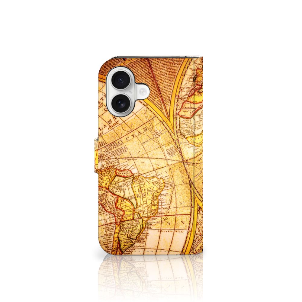 iPhone 16 Flip Cover Kompas flipcover wereldkaart design