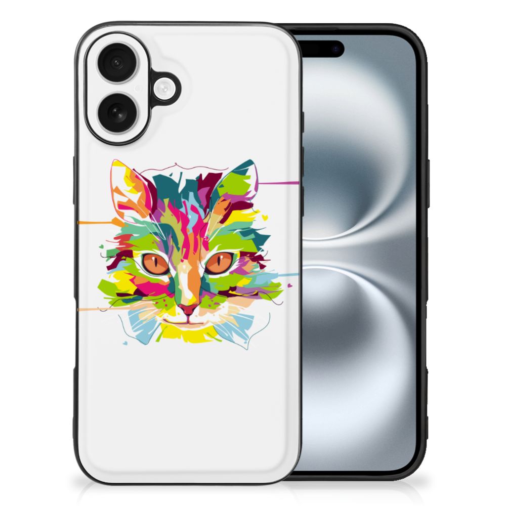 Apple iPhone 16 Hoesje Cat Color hoesje illustratie voorkant