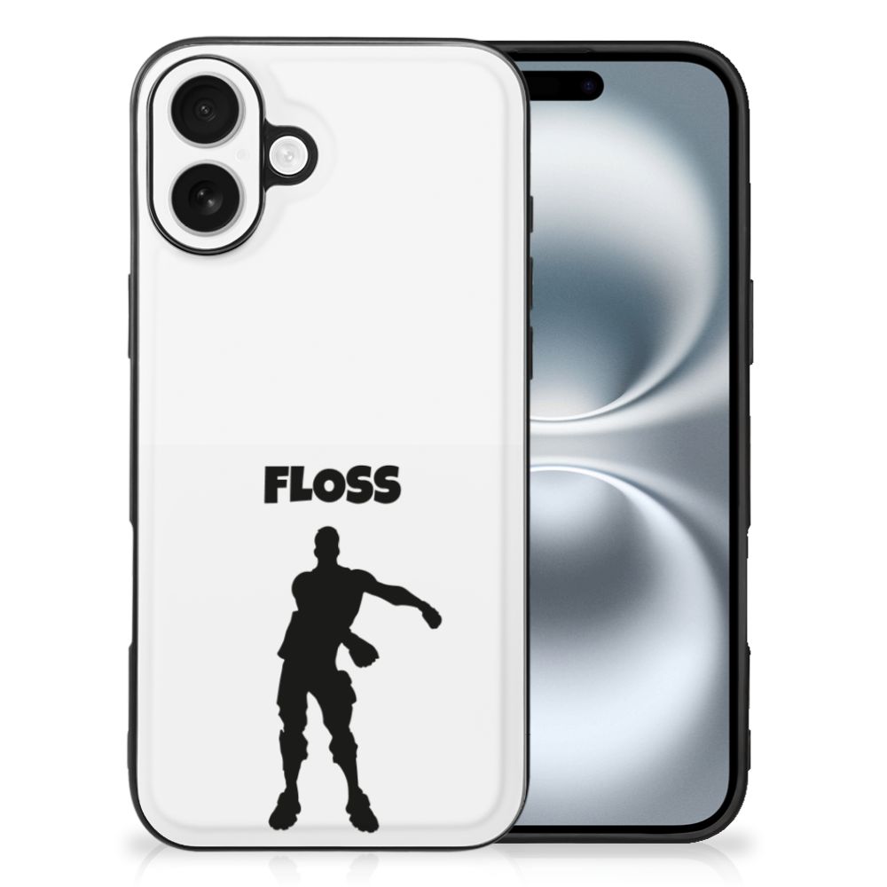 Apple iPhone 16 hoesje Floss illustratie achterkant zwart wit