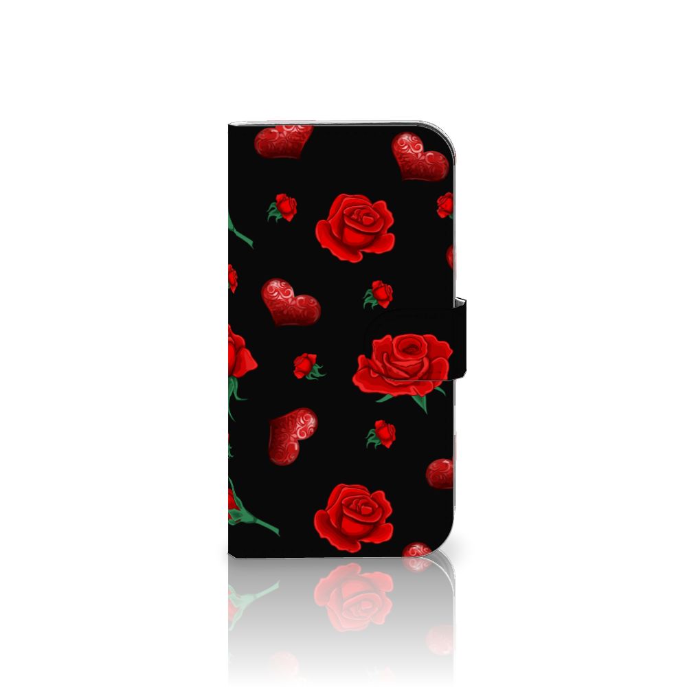 iPhone 16 Leuk Hoesje Valentine bookcase hoesje rozen harten aanzicht